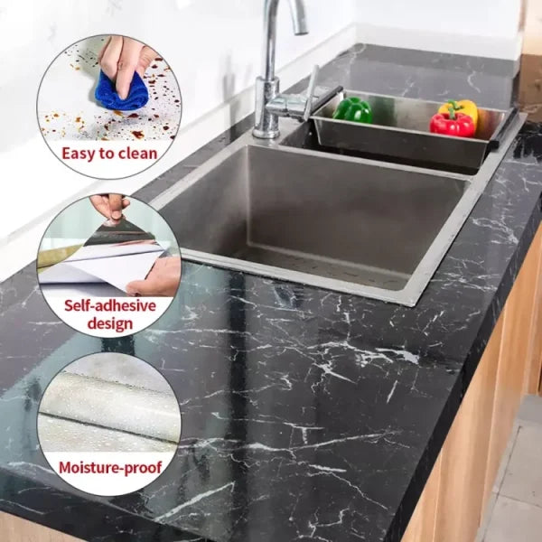Self Adhesive Marble Sheet Sticker For Kitchen,(60×200) Cupboard, Wall – Anti Oil And Heat Resistant Wallpaper