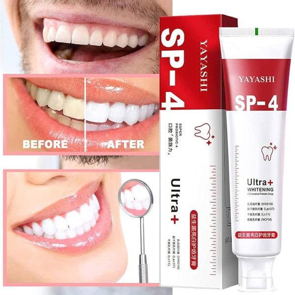 Yayashi Sp-4 Ultra Whitening Toothpaste Probiotic Stain Remover 120gm /nano Toothbrush Protects Gums Freshens Breath, For Everyone